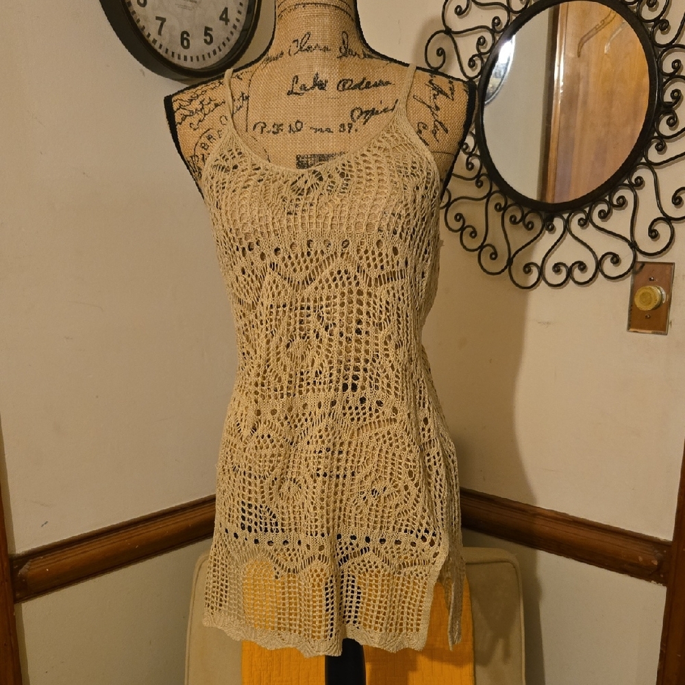 Elegant Cream Crochet Women's Top